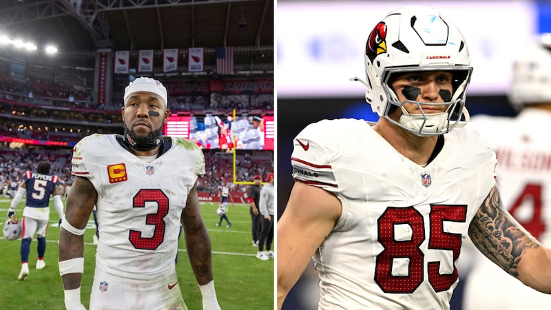Arizona Cardinals safety Budda Baker (left) and tight end Trey McBride (right) were named to...