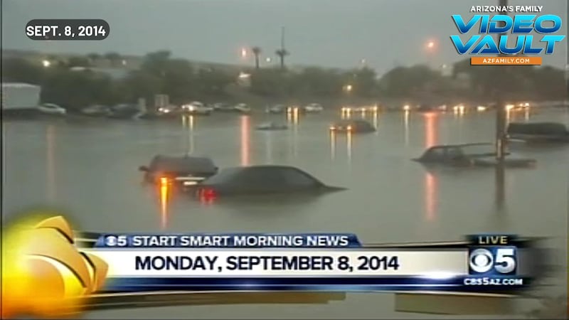 Cars stranded on interstate 10. Opening segment on KPHO-TV CBS 5 morning news.