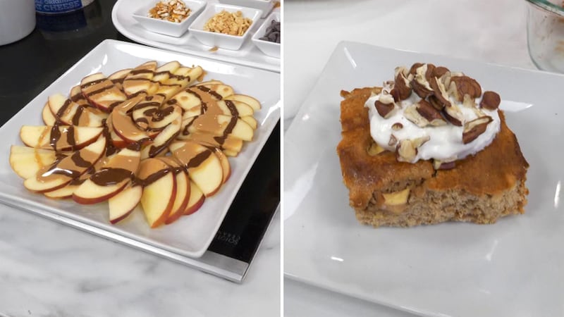 Apple nachos and an apple protein snack cake are some of the healthy flavorful snacks that are...