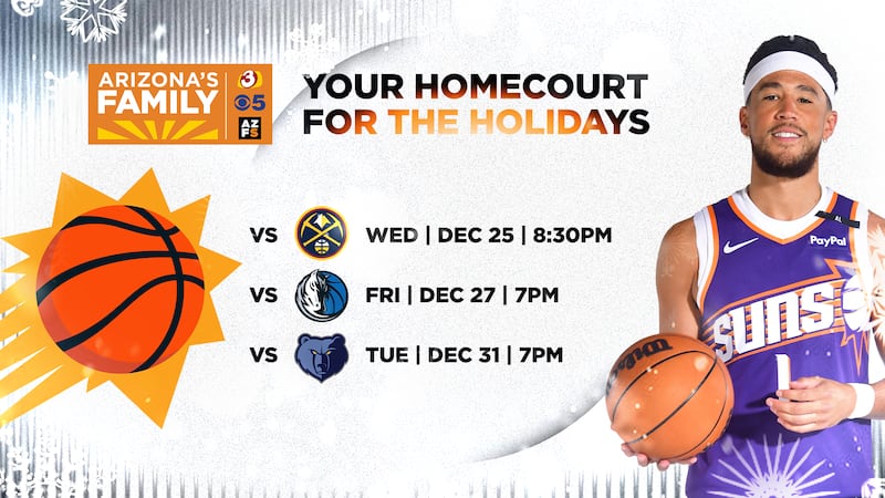 Suns have three home games during the holidays.