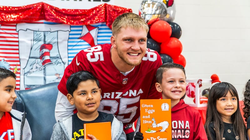 The Arizona Cardinals participate in the 8th annual Tackle Reading Day at Canyon Breeze...