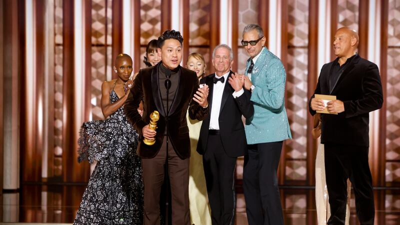 Jon M. Chu accepts the award for Cinematic and Box Office Achievement at the 82nd Annual...