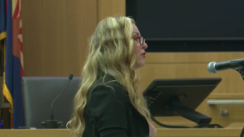 Lori Vallow Daybell, 51, delivers her opening statement at her murder conspiracy trial in...