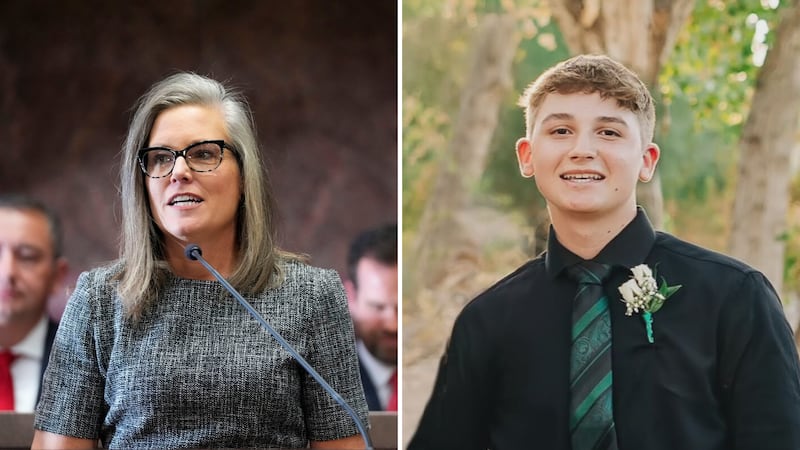 Gov. Katie Hobbs (left); Preston Lord (right)