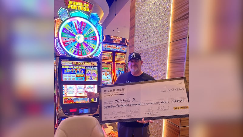 A man only identified as Michael H. won $1,033,590 on a Wheel of Fortune® slot machine at...
