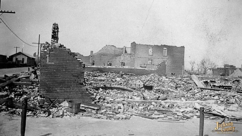 This photo provided by the Jackson County (Ill.) Historical Society shows 17th and Walnut...