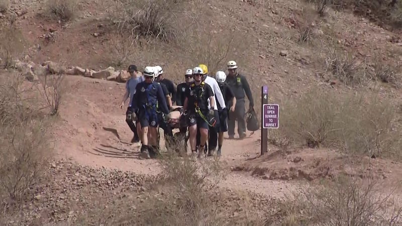 Fire crews rescued an Arizona woman who hurt her left on Monday.