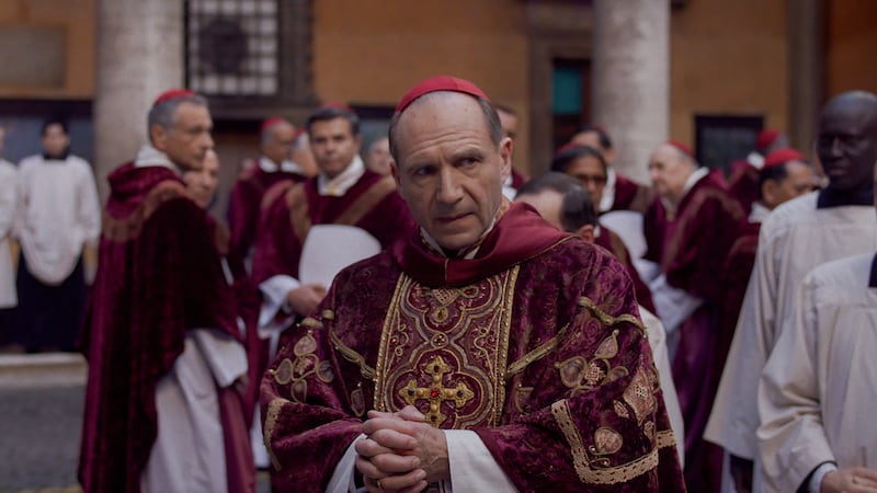 Ralph Fiennes stars as Cardinal Lawrence in director Edward Berger's CONCLAVE, a Focus...