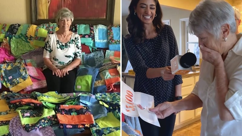 Helen who volunteers with Dress A Girl Around the World to sew sundresses for impoverished...