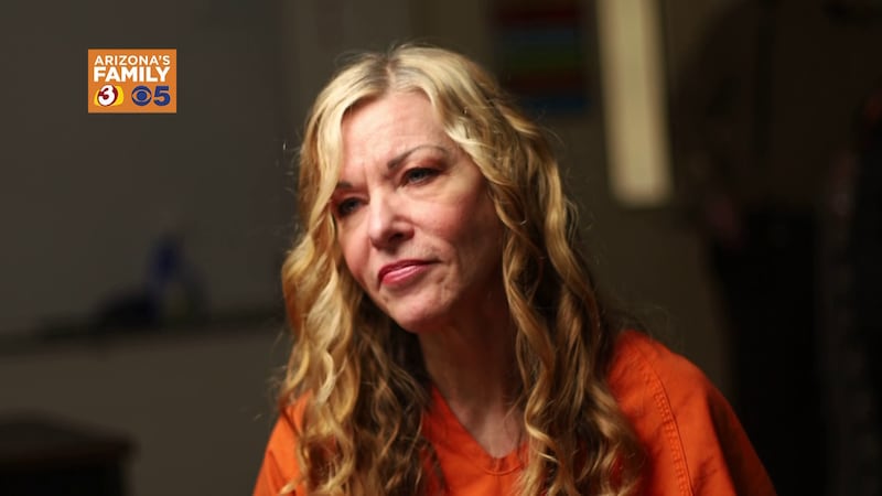 Lori Vallow Daybell is sitting for an interview inside the Maricopa County, Arizona jail.