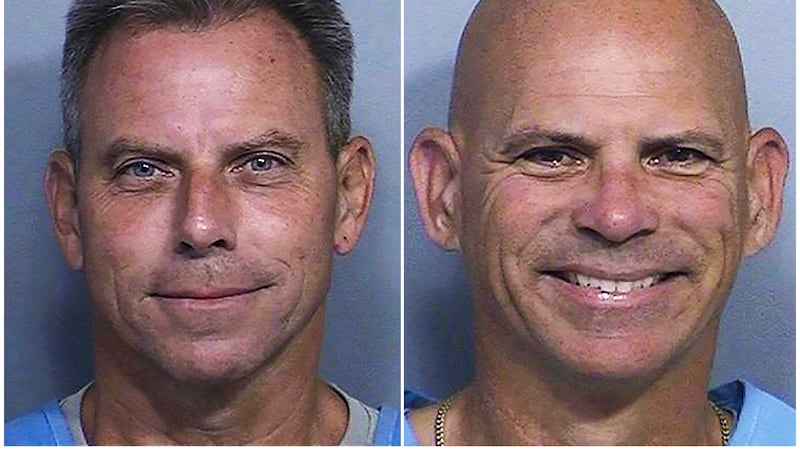 FILE - This combination of two booking photos provided by the California Department of...