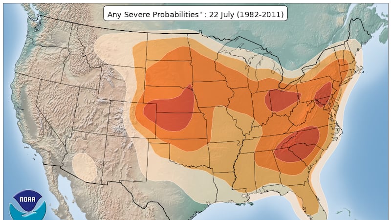 July 22nd Severe Storm Average Frequency