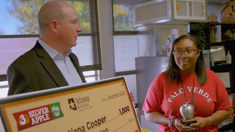 Ms. Cooper of Palo Verde Middle School has been awarded the Silver Apple Award.