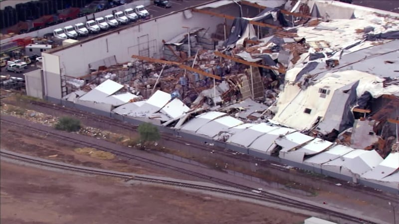 Phoenix fire crews were called to a commercial building in an industrial area near Van Buren...