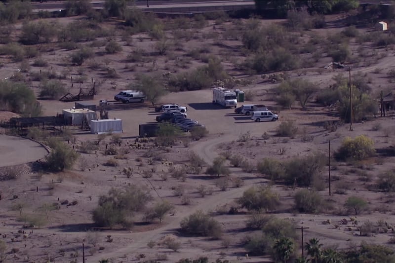 Video from the scene showed a heavy police presence in a desert area.