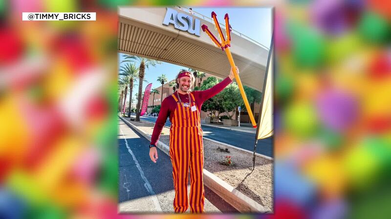 The five-foot pitchfork is made from 2,500 Lego pieces and countless hours of building.