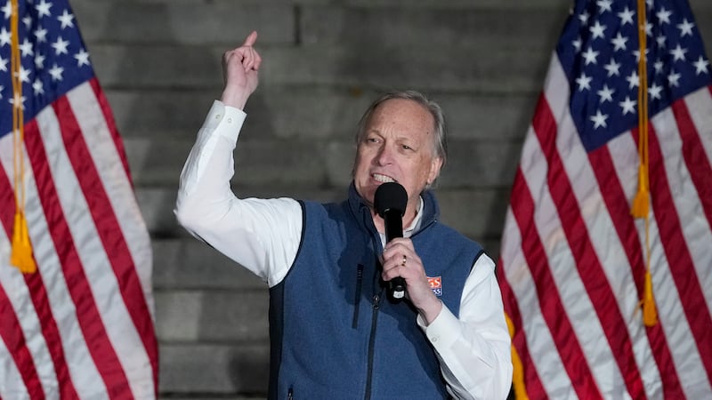 FILE - Arizona 5th Congressional District Republican Rep. Andy Biggs speaks at a campaign...