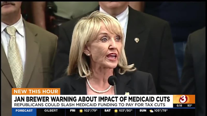 Former Gov. Jan Brewer is calling on her fellow Republicans not to slash Medicaid, a program...