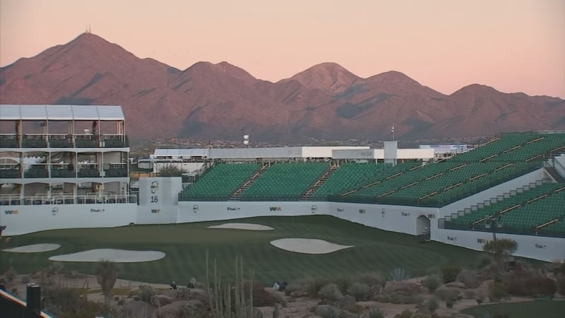 This photo shows the coliseum at hole 16 at the TPC Scottsdale.
