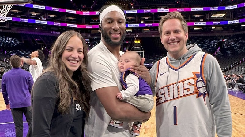 Once their son was born, the couple thought it would be fun for baby Josh to meet Josh Okogie.