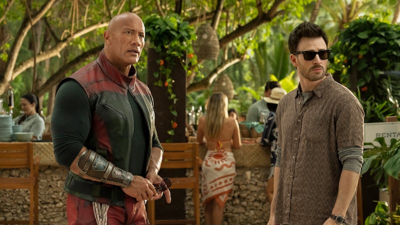 Dwayne Johnson and Chris Evans in Prime's RED ONE.
