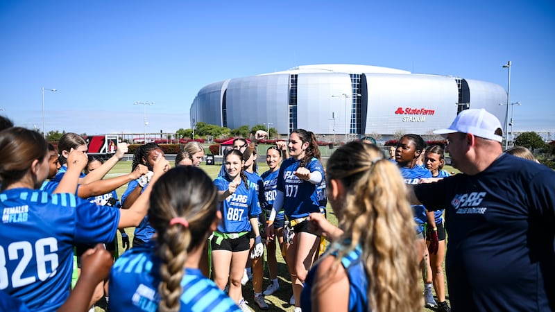 The Arizona Cardinals host an NFL Flag College Showcase for local girls flag football players...