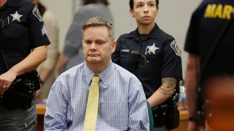 Chad Daybell sits at the defense table after the jury's verdict in his murder trial was read...